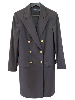 Polo by Ralph Lauren Black Double-Breasted Gold Button Dress or Pea Coat